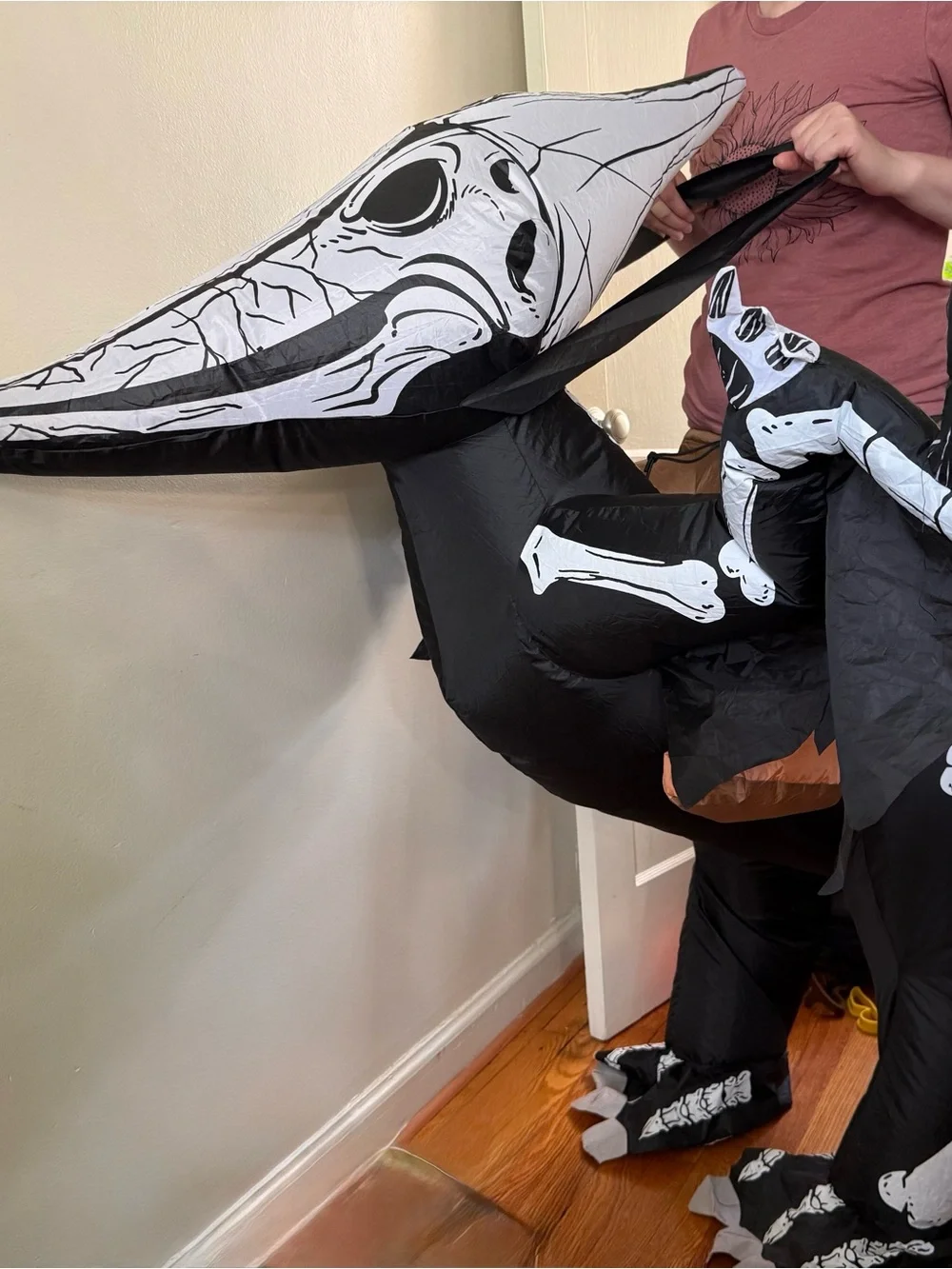 Kids Inflatable Black Skeleton Pterodactyl Costume